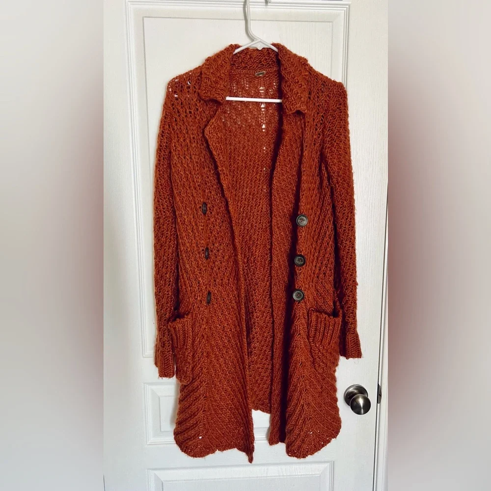 Free People Buttermilk Biscuit Cardigan in rust - Picture 3 of 9